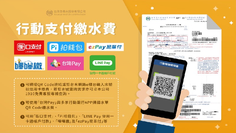 水公司提供電子支付繳交水費　降低接觸風險