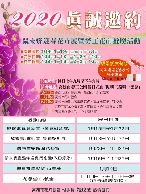 「2020鼠來寶迎春花卉展」　今勞工花市盛大登場
