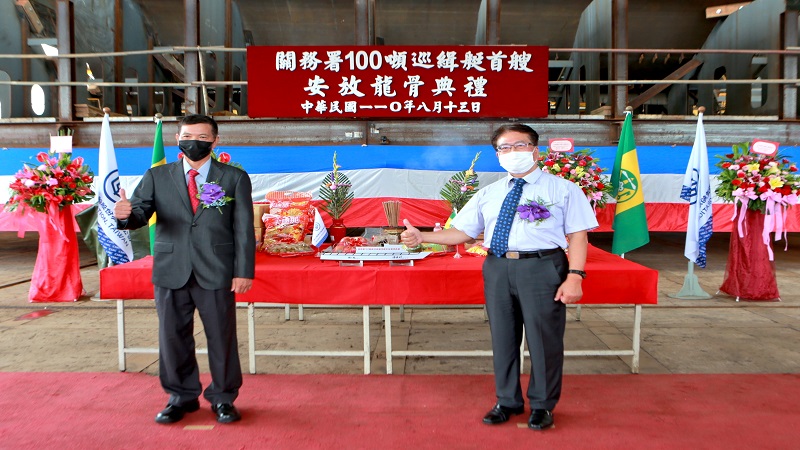 台船承造財政部關務署　100噸級巡緝艇首艇安龍