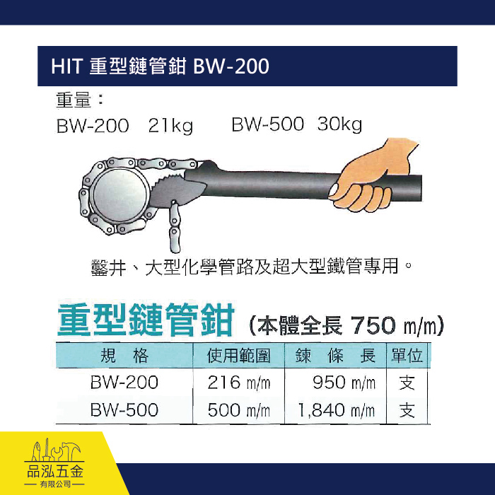 HIT 重型鏈管鉗 BW-200