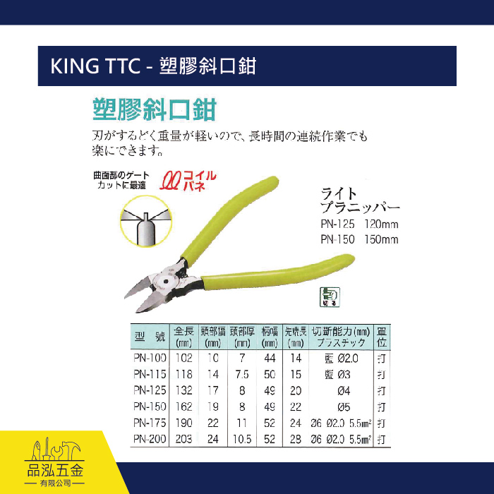 KING TTC - 塑膠斜口鉗
