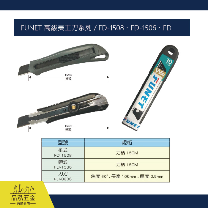 FUNET 高級美工刀系列 / FD-1508、FD-1506、FD