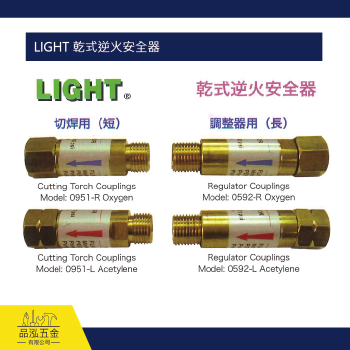 LIGHT 乾式逆火安全器 / 乙炔管接頭