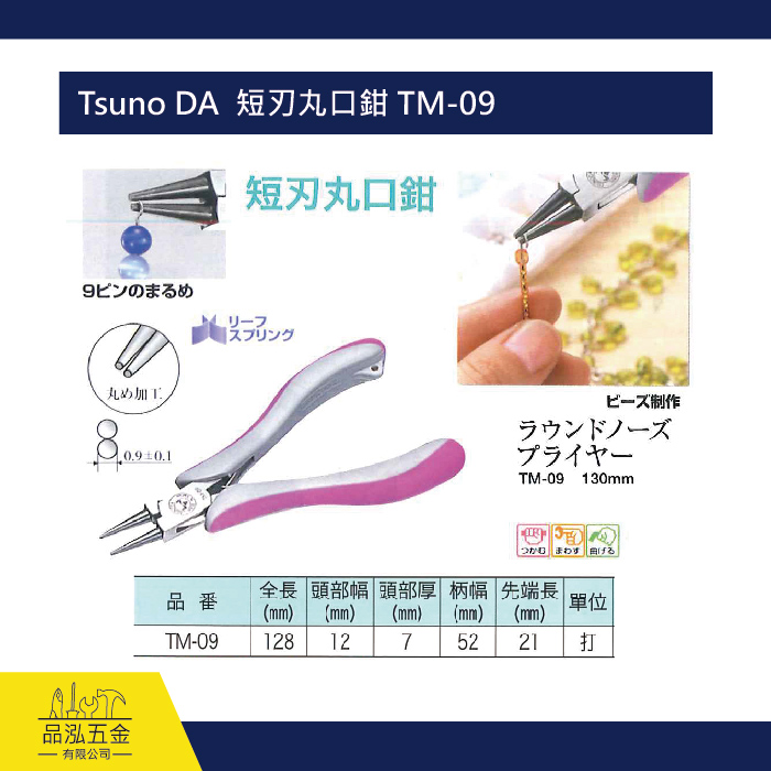 Tsuno DA  短刃丸口鉗 TM-09