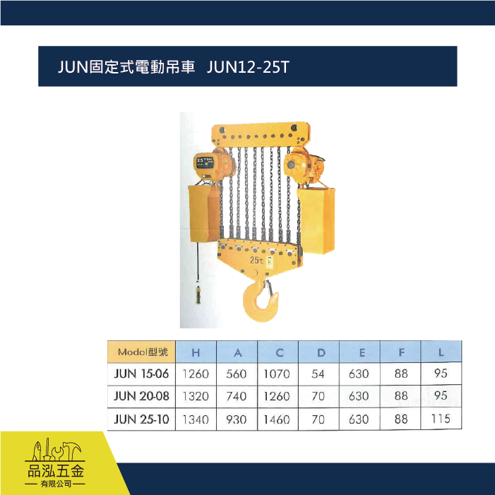  JUN固定式電動吊車   JUN12-25T