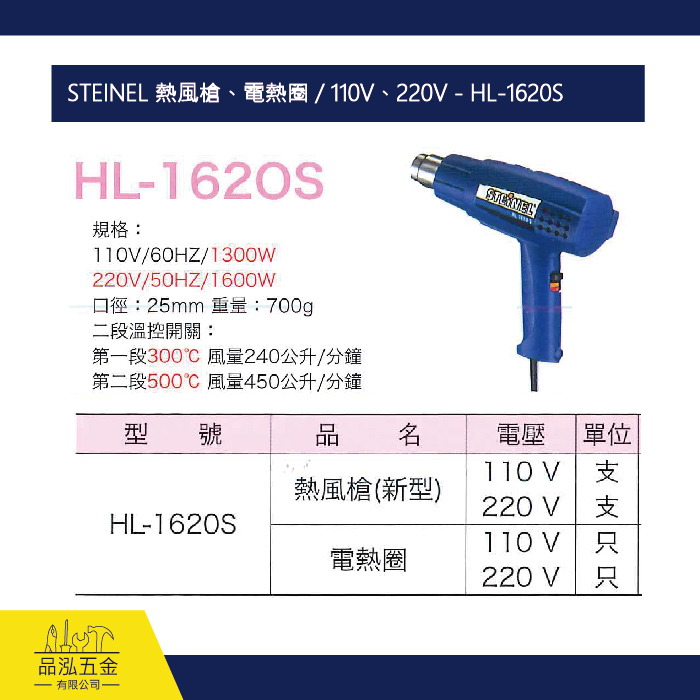 STEINEL 熱風槍、電熱圈 / 110V、220V - HL-1620S