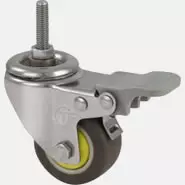 202 Light-Duty Caster- Stainless Steel TPR Wheel (Threaded Stem Installation)