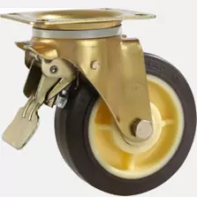 c:i-y-p-e5-428 Plastic Core Double Shaft TPR Casters-Yellow Zinc Plated Bracket Integrated Forming-Double-laye