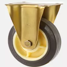 c:r-y-p-e5-428款 塑芯双轴TPR脚轮-镀黄锌支架一体成形-双层滚珠(平底安装)