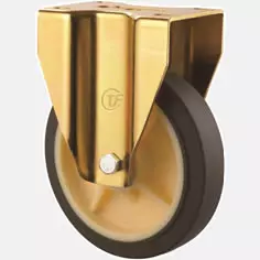  [咖啡色輪] 728款 平面軸承  TPR腳輪-鍍黃鋅支架一體成形-專利波盤設計 (平底安裝)
