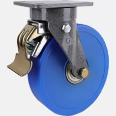 c:i-l-p-e5-[藍色輪] 758款 MC尼龍腳輪-防撞設計-斑紋漆支架(平底安裝)